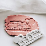 Cute party train with present & balloon details stamp and cutter