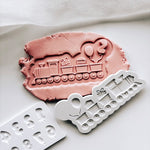 Cute party train with present & balloon details stamp and cutter