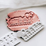 Cute party train with present & balloon details stamp and cutter