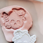 Skull with florals stamp and cutter