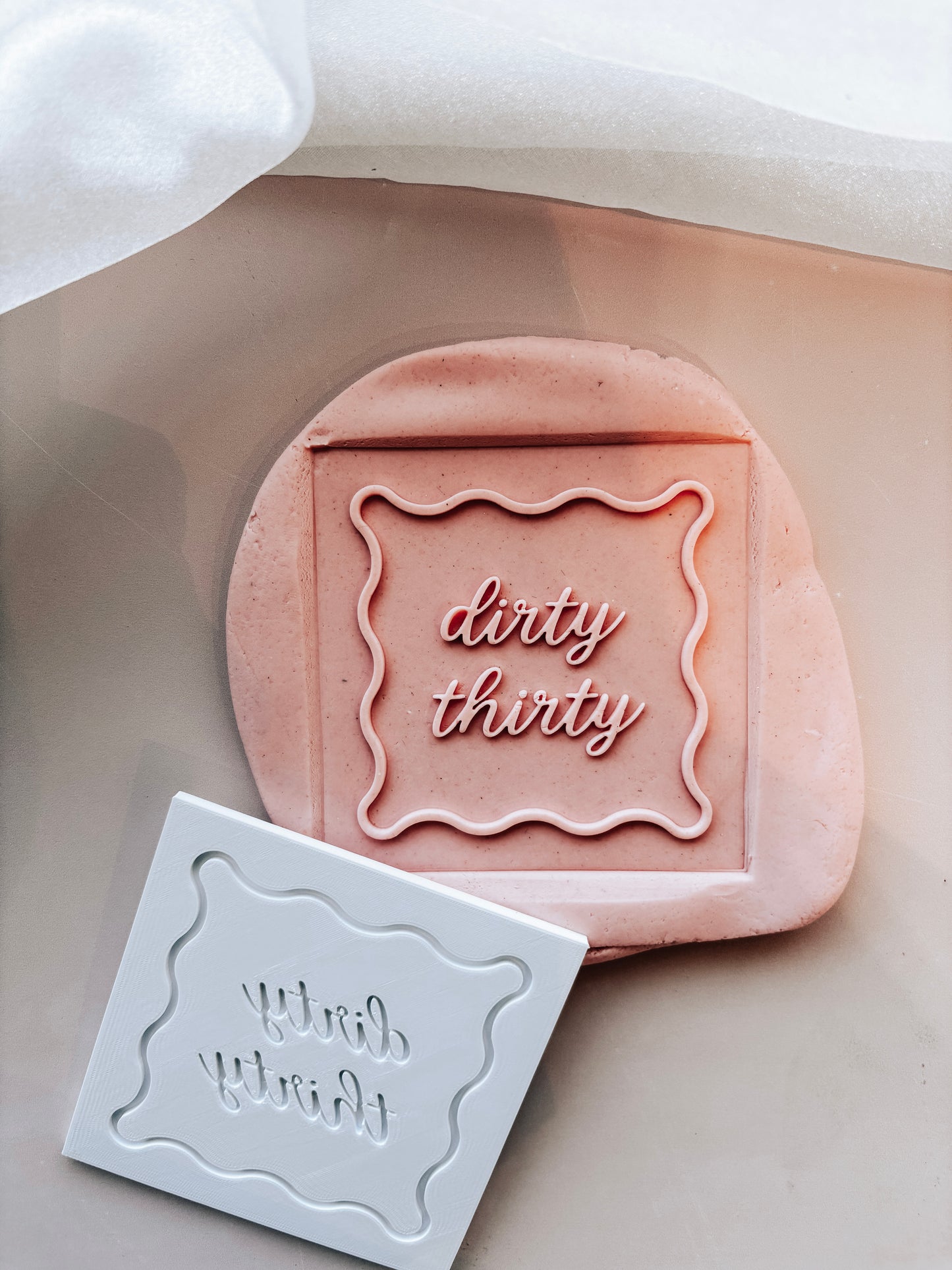 Dirty thirty in wavy square stamp and cutter