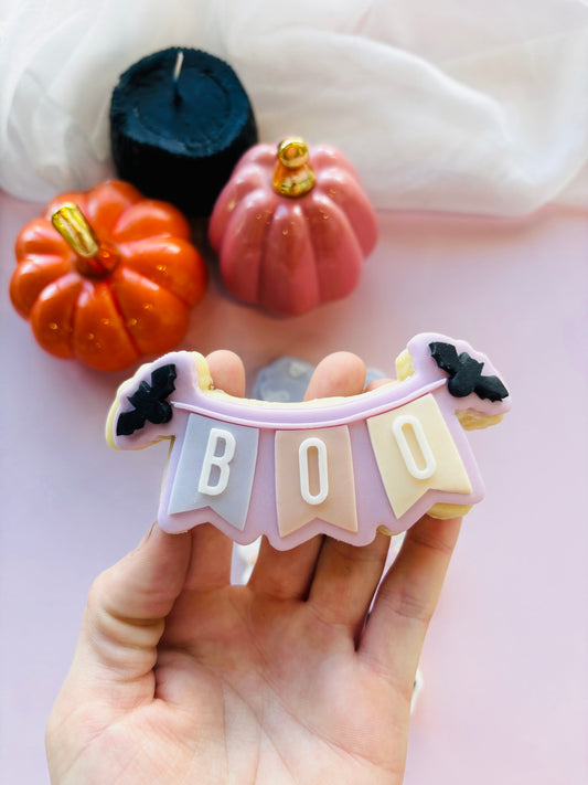 Halloween banner- BOO stamp and cutter