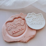 Personalised Hello Kitty name on head with sprinkle details stamp and cutter