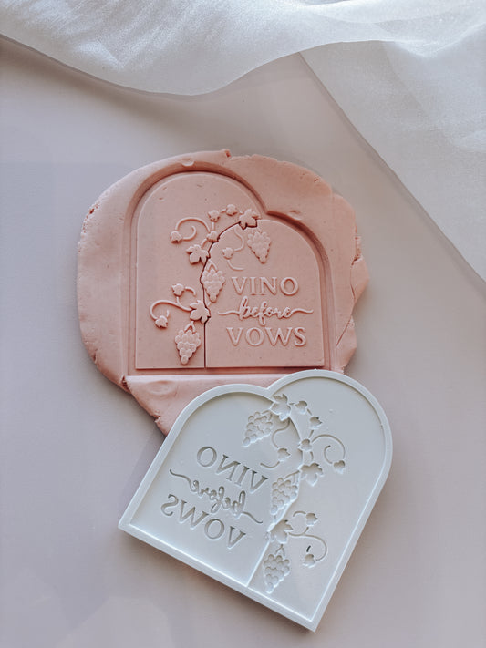 Vino before Vows double arch stamp and cutter