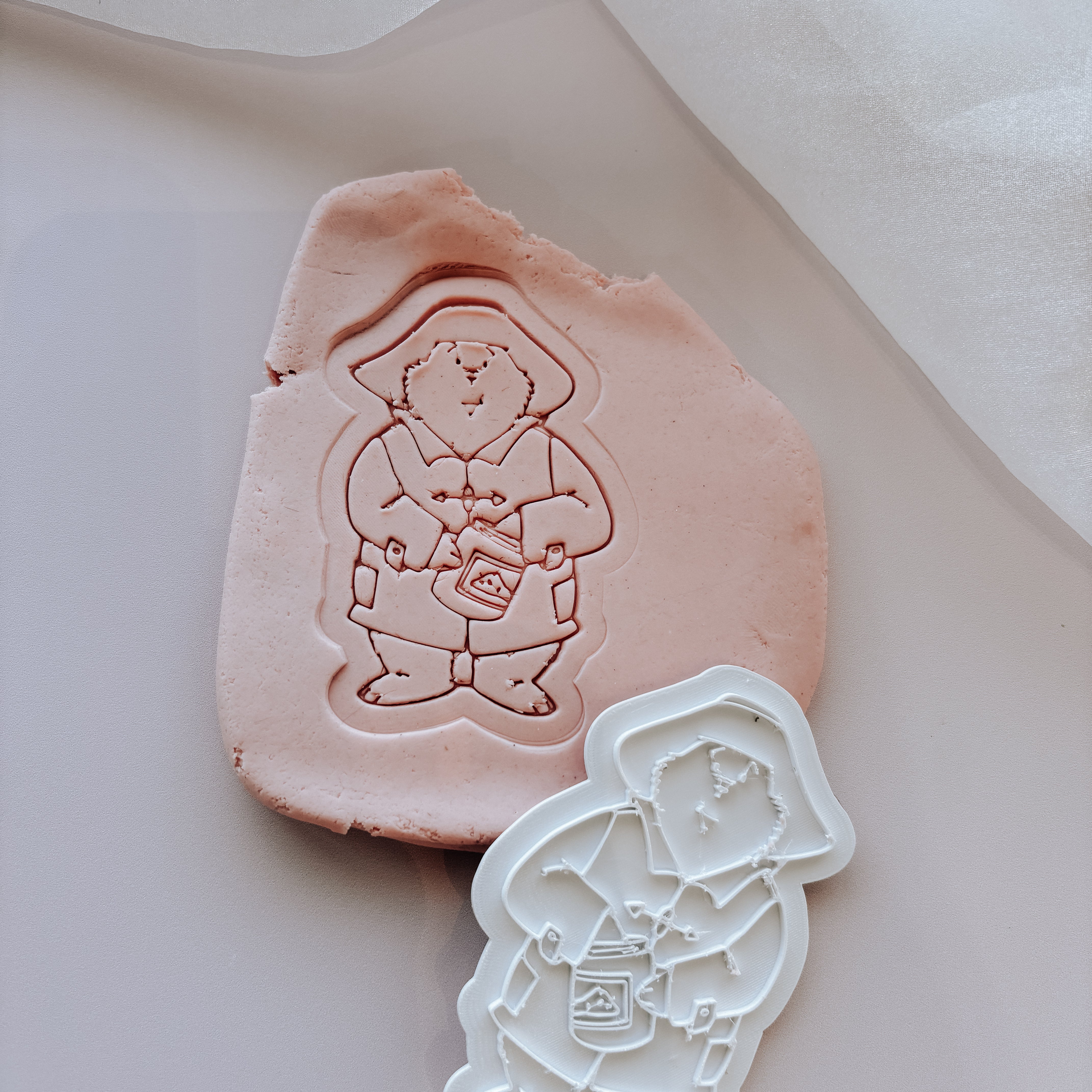 Paddington bear standing with jar stamp and cutter