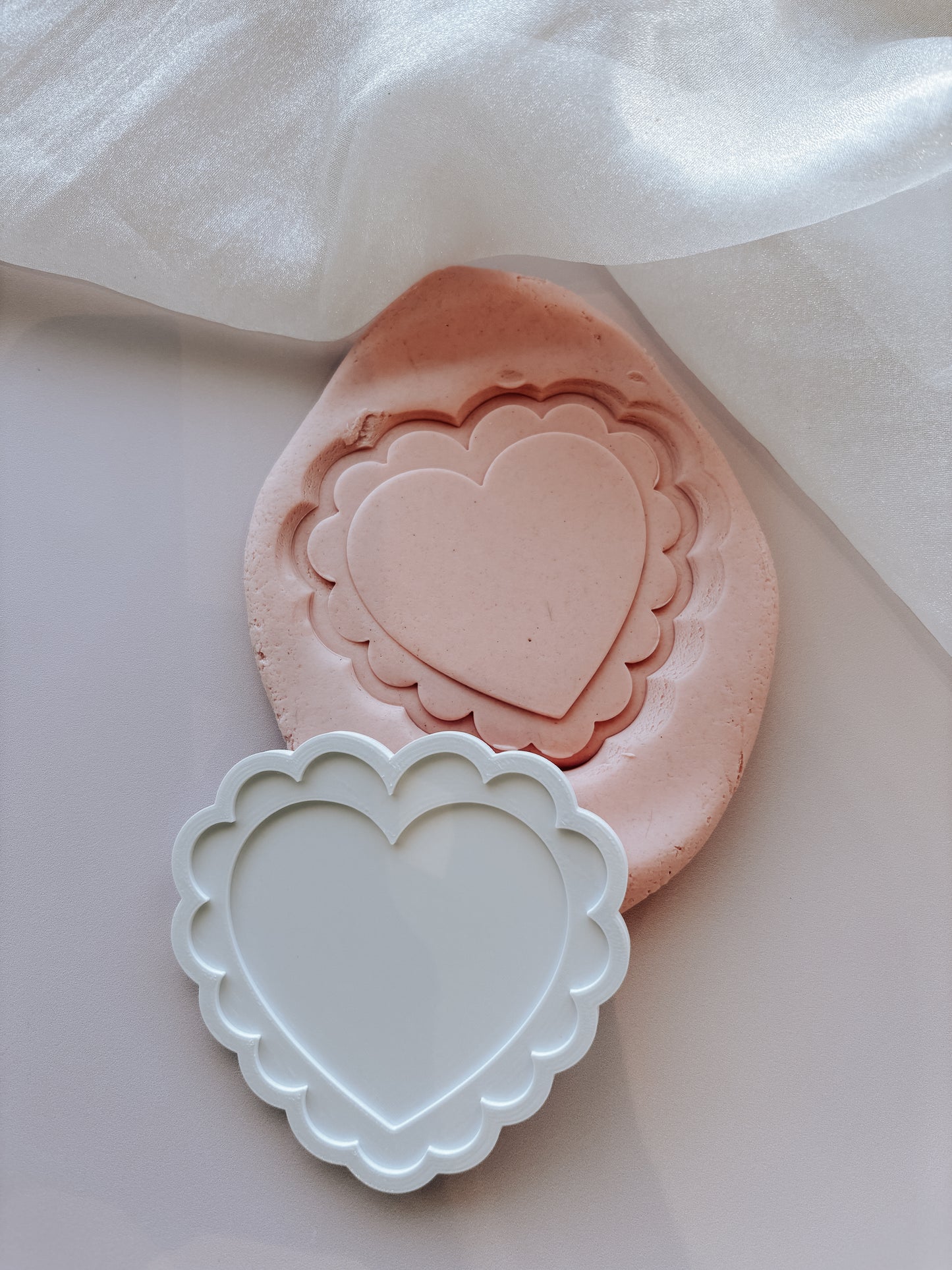 Scalloped heart shape stamp and cutter