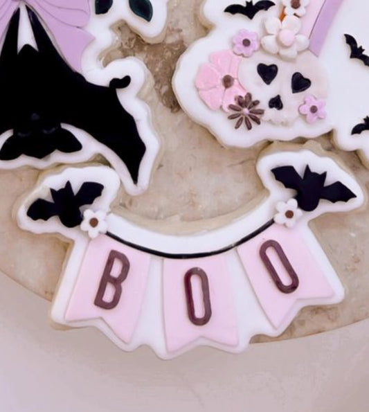 Halloween banner- BOO stamp and cutter