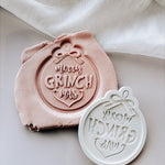 Merry Grinchmas Bauble with bow stamp and cutter