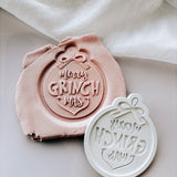 Merry Grinchmas Bauble with bow stamp and cutter