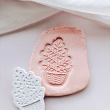 Simple Christmas tree in rattan basket stamp and cutter