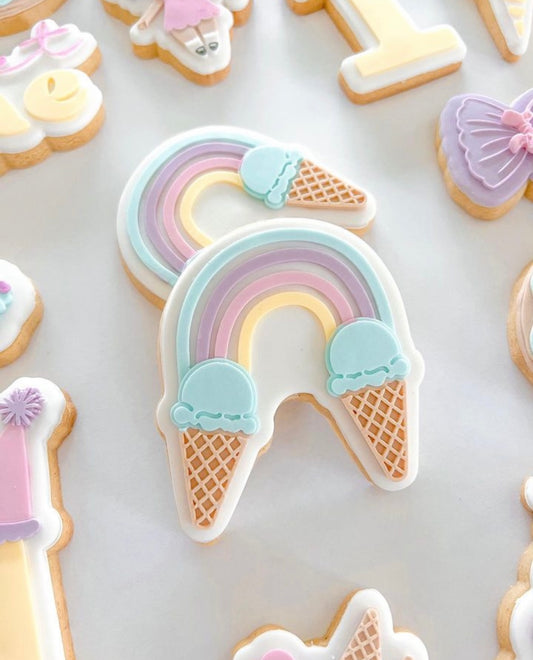 Boho rainbow with ice-cream cones debosser and cutter