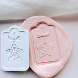 GrEATing card- Christmas star bauble hang tag stamp and cutter