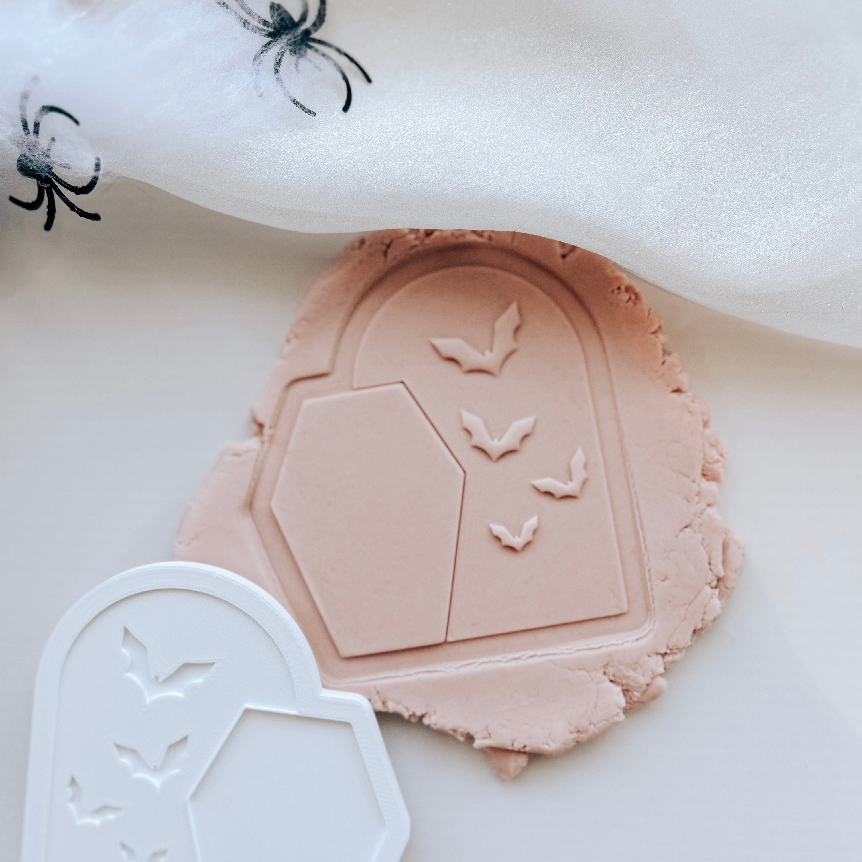 Bat & coffin detailed double arch debosser and cutter