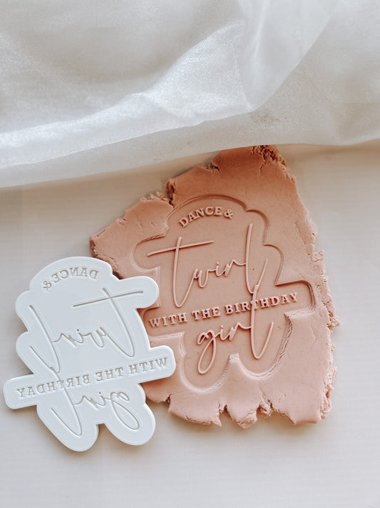 Shape cutter- Dance and twirl with the birthday girl stamp and cutter