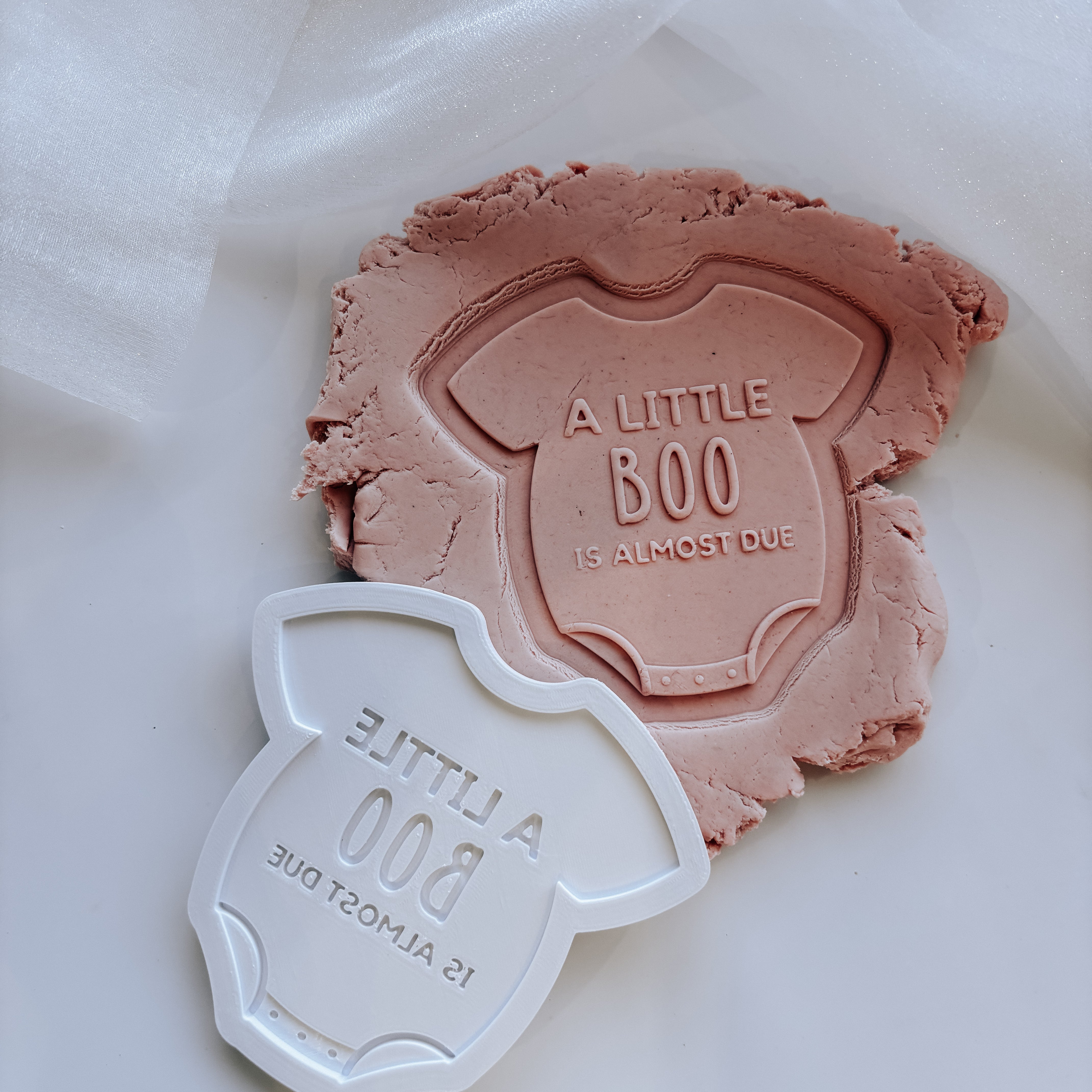 A little boo is due baby onesie stamp and cutter