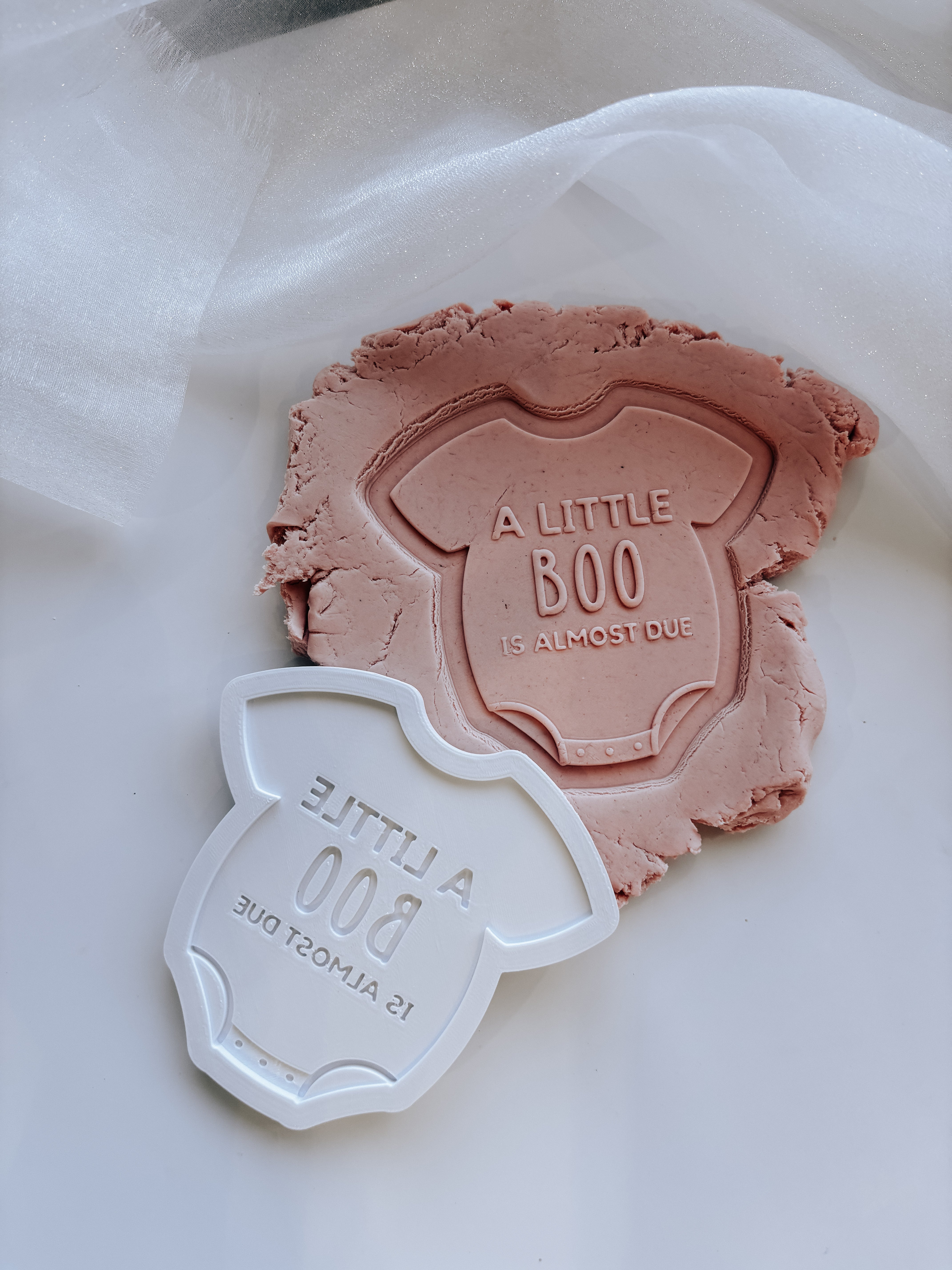 A little boo is due baby onesie stamp and cutter