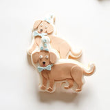 Dachshund with bow and party hat debosser and cutter