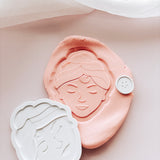Woman’s face with towel plus mini cucumber slice set of stamps and cutters