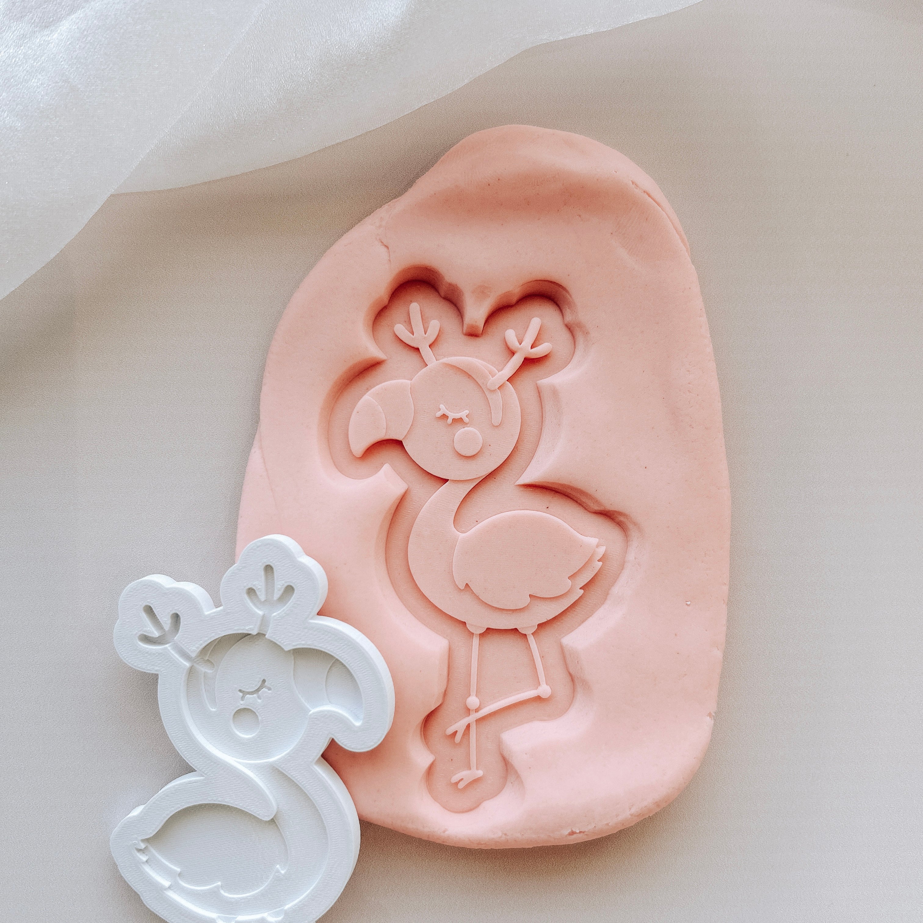 Tropical Christmas- Flamingo with reindeer headband debosser and cutter