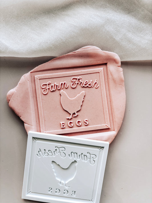 Farm fresh eggs sign stamp and cutter