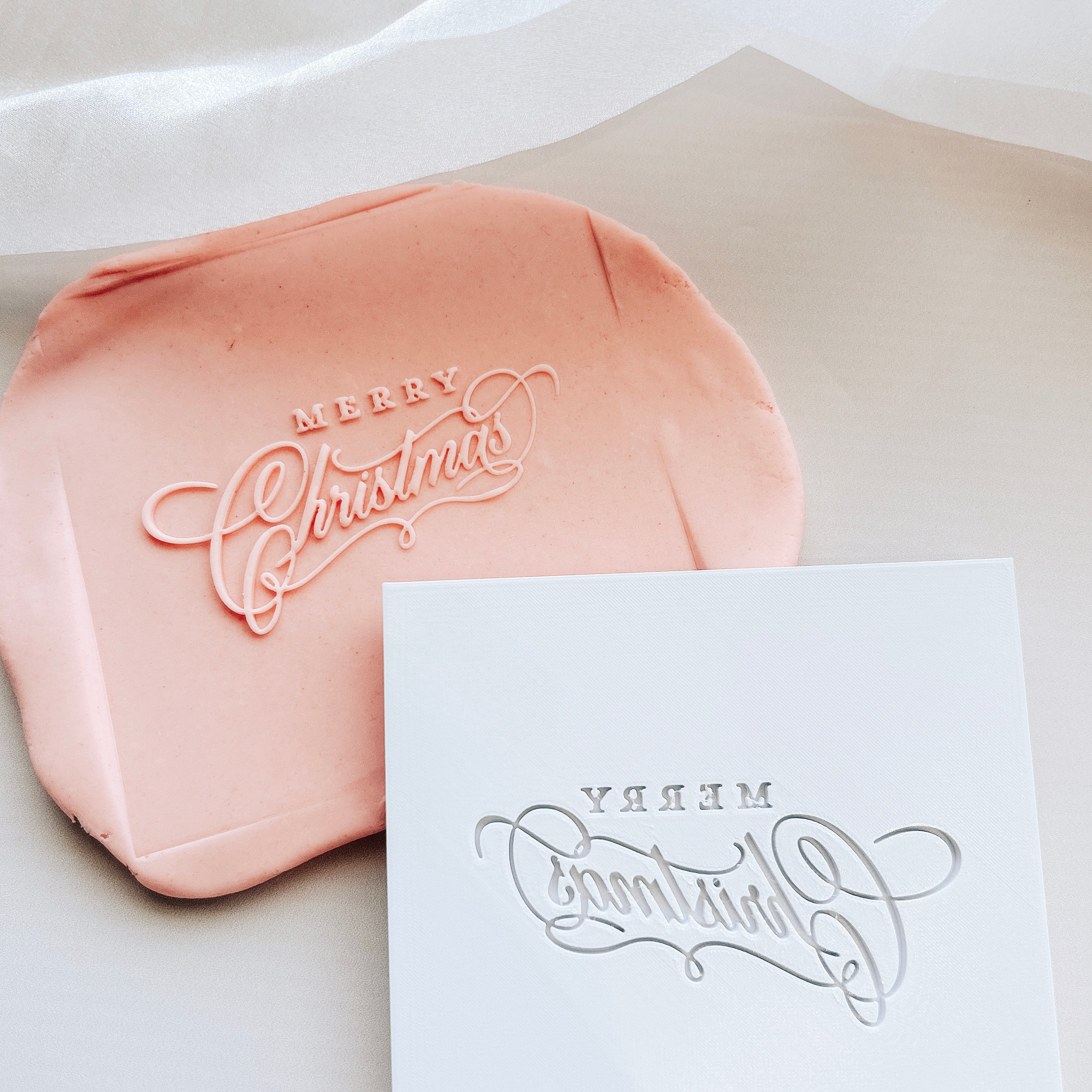 NEW Merry Christmas script font debosser plate