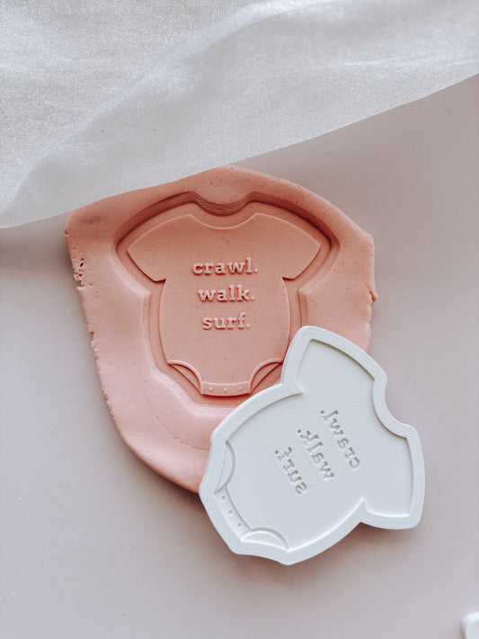 Crawl. Walk. Surf. Onesie stamp and cutter