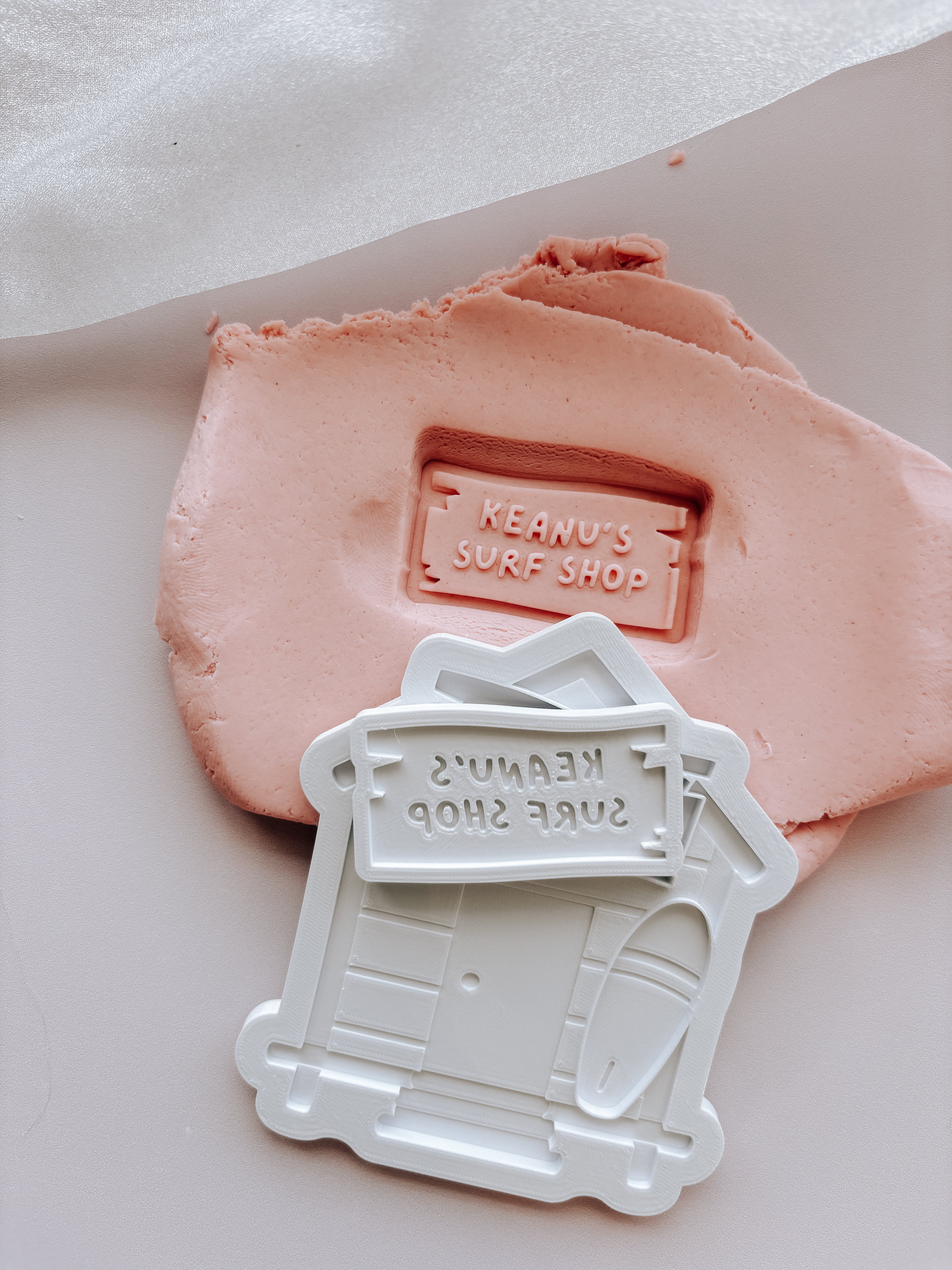 Surf shack with personalised name mini stamp and cutter
