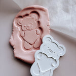Sweet bear hugging heart with mini embosser set of 5 stamp and cutter
