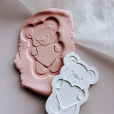 Sweet bear hugging heart with mini embosser set of 5 stamp and cutter