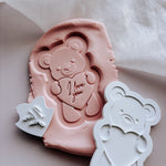 Sweet bear hugging heart with mini embosser set of 5 stamp and cutter