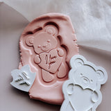 Sweet bear hugging heart with mini embosser set of 5 stamp and cutter