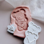 Sweet bear hugging heart with mini embosser set of 5 stamp and cutter