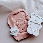 Sweet bear hugging heart with mini embosser set of 5 stamp and cutter