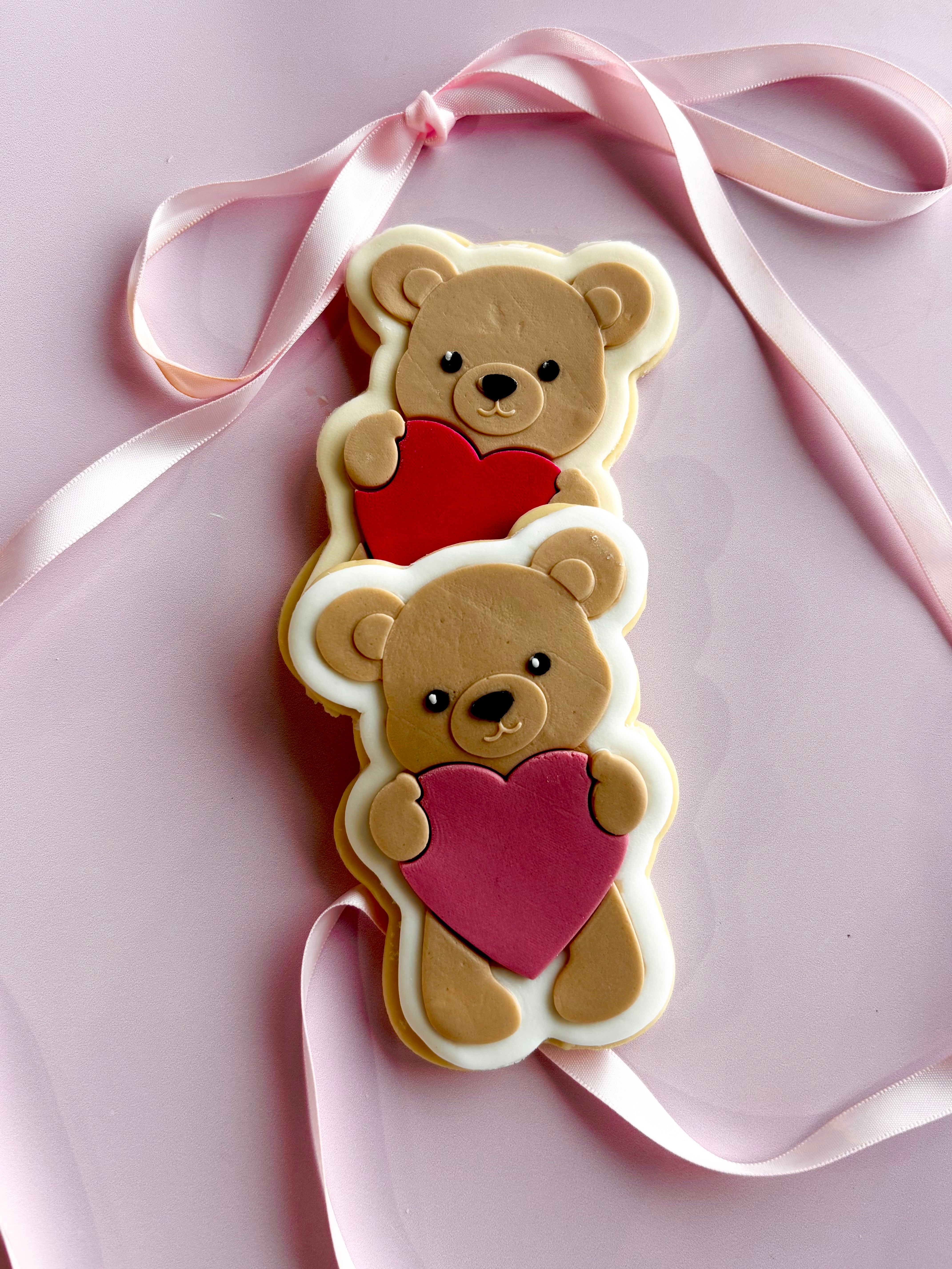 Sweet bear hugging heart with mini embosser set of 5 stamp and cutter
