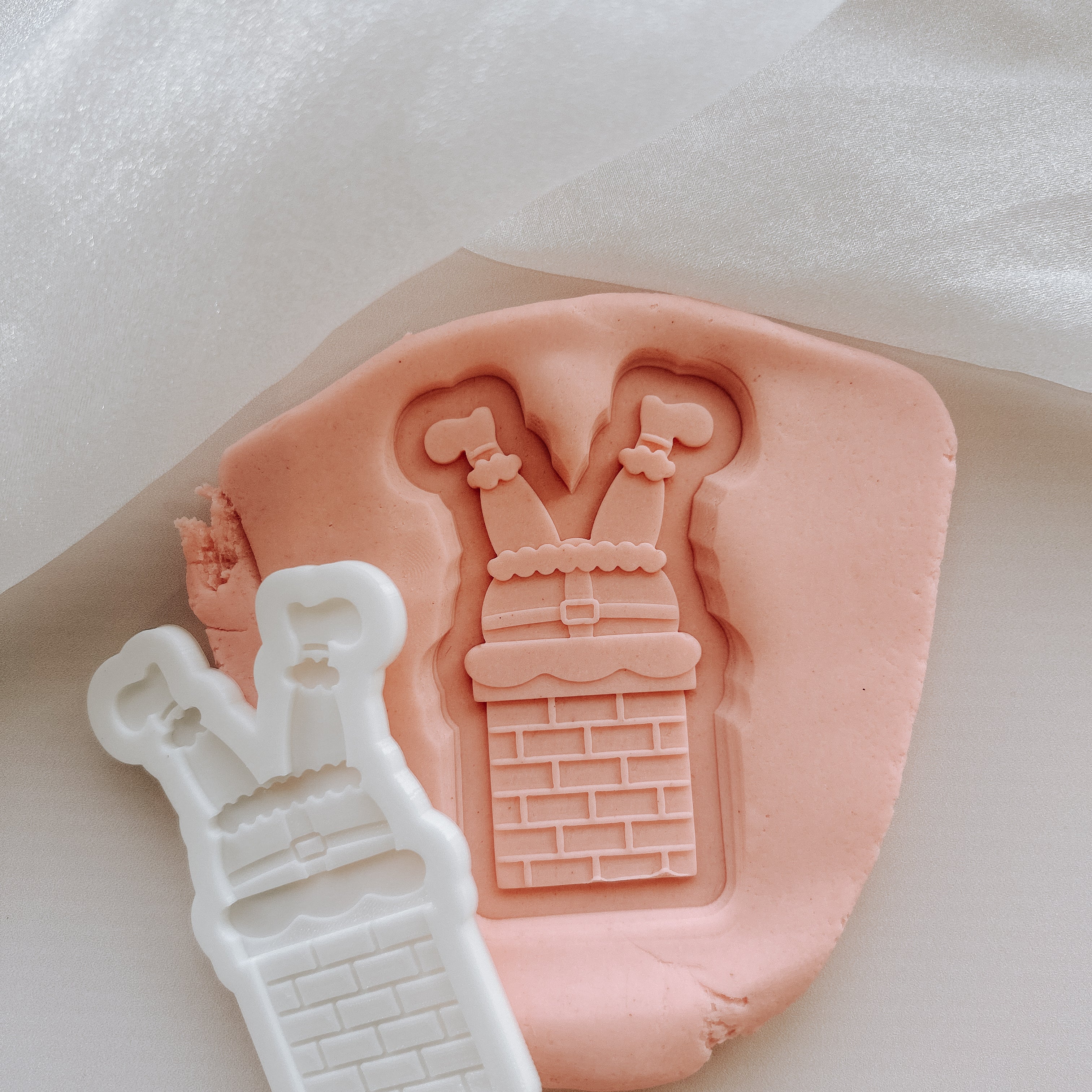 Santa stuck in chimney stamp and cutter