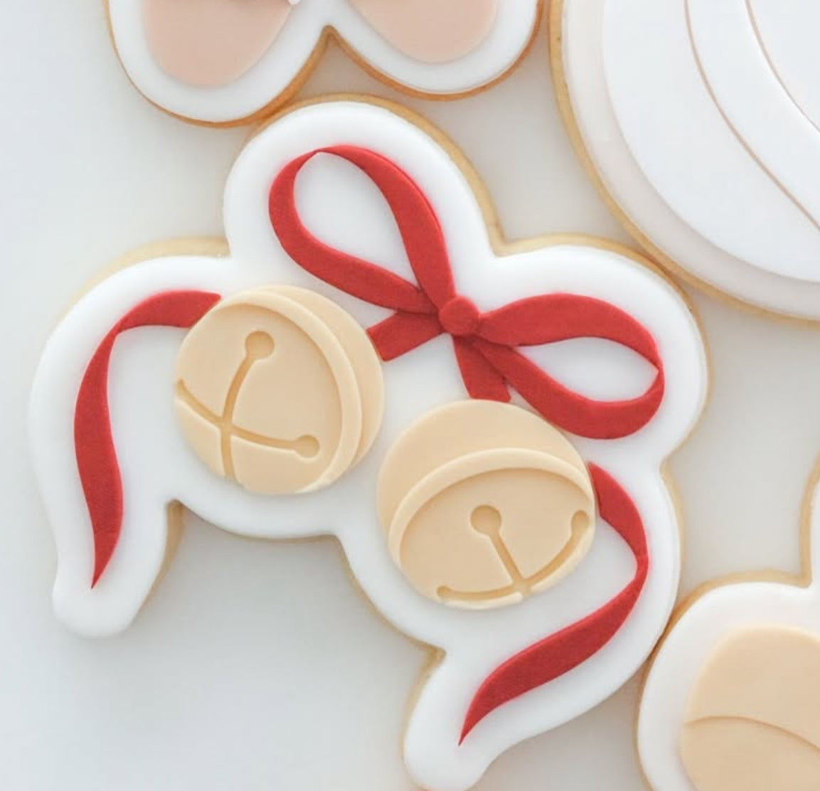 Jingle bells with ribbon bow stamp and cutter