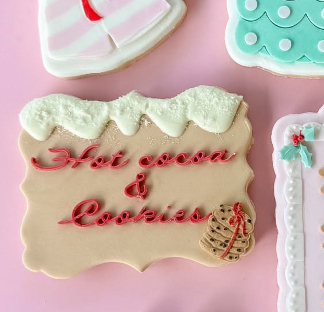 Hot cocoa and cookies fancy font stamp and cutter