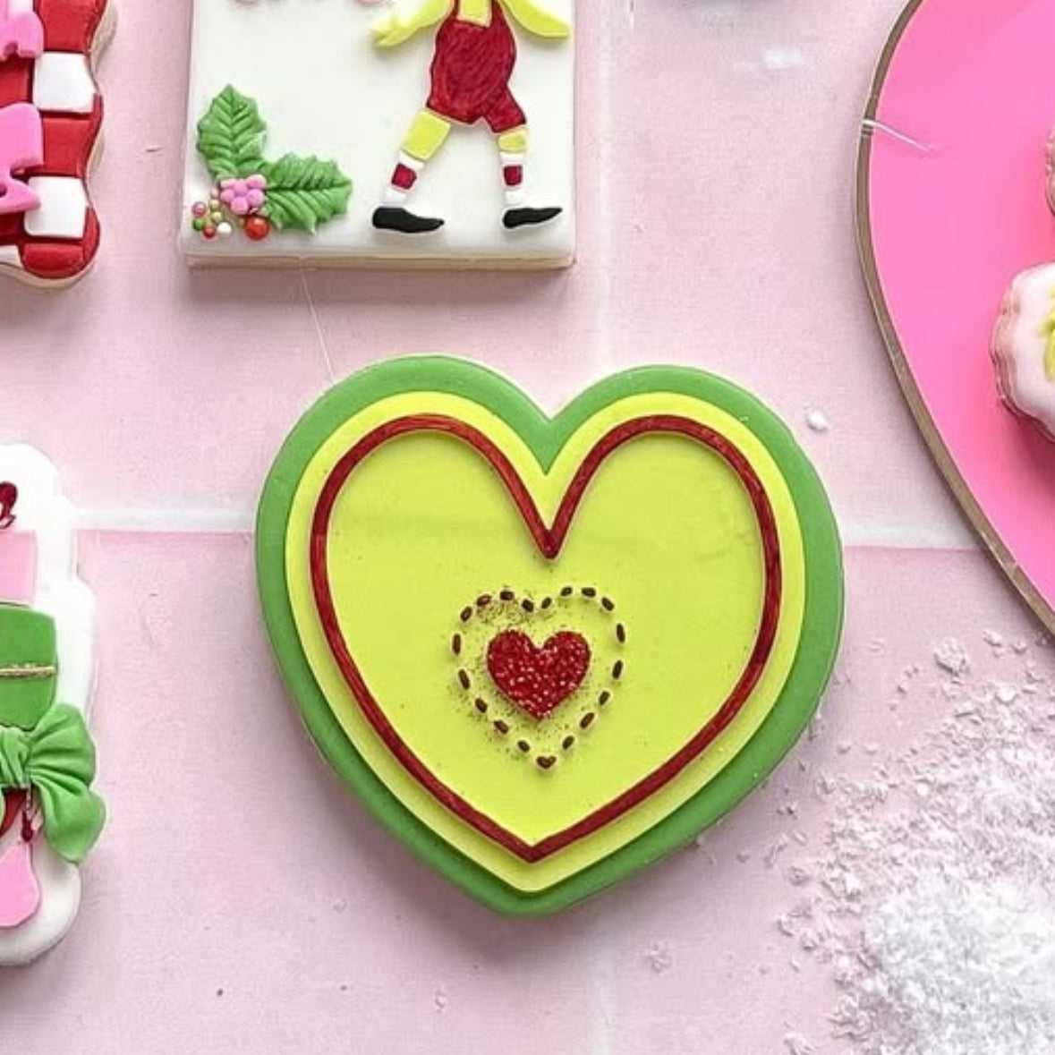 Grinch heart three times too small stamp and cutter