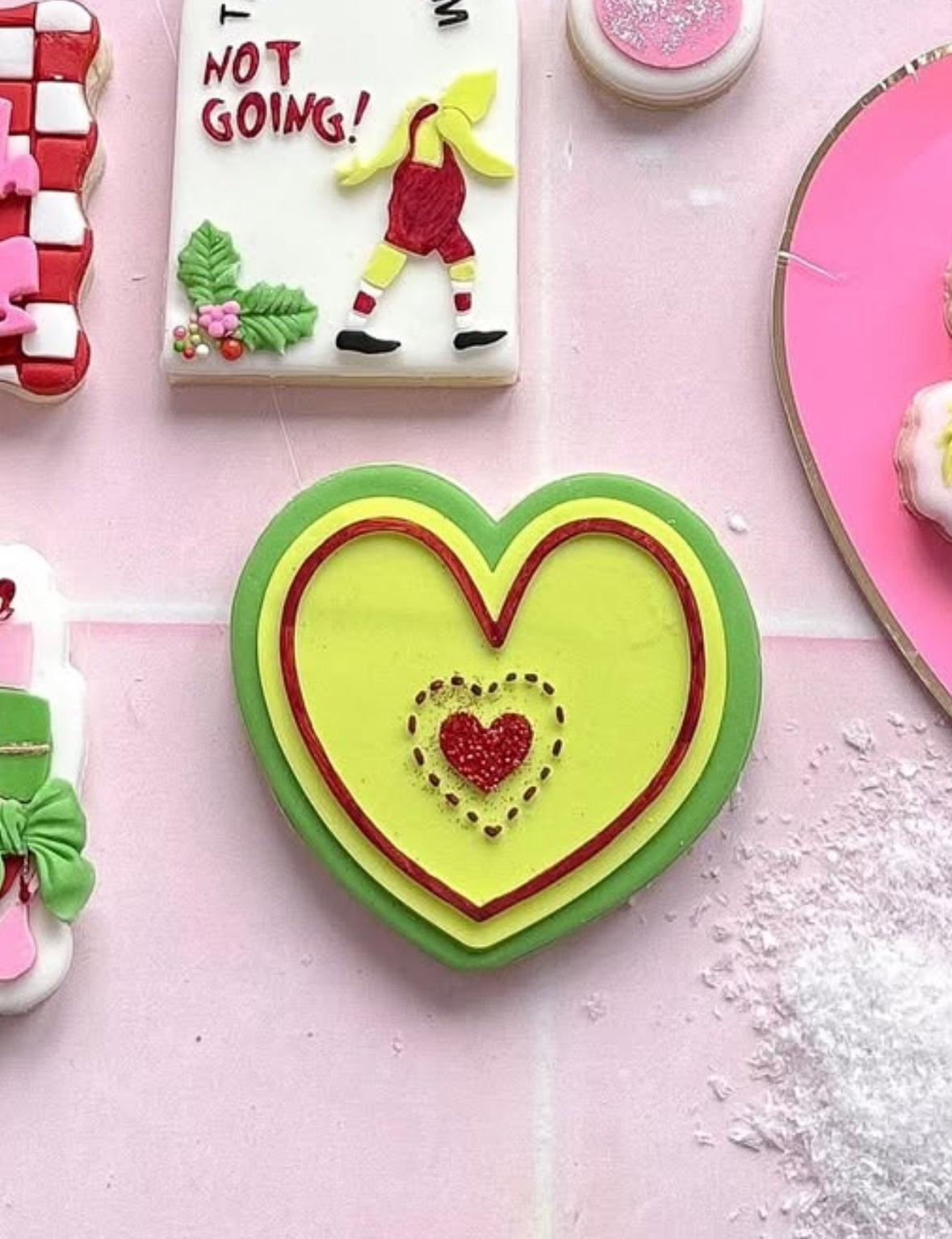 Grinch heart three times too small stamp and cutter