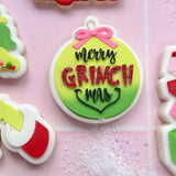 Merry Grinchmas Bauble with bow stamp and cutter