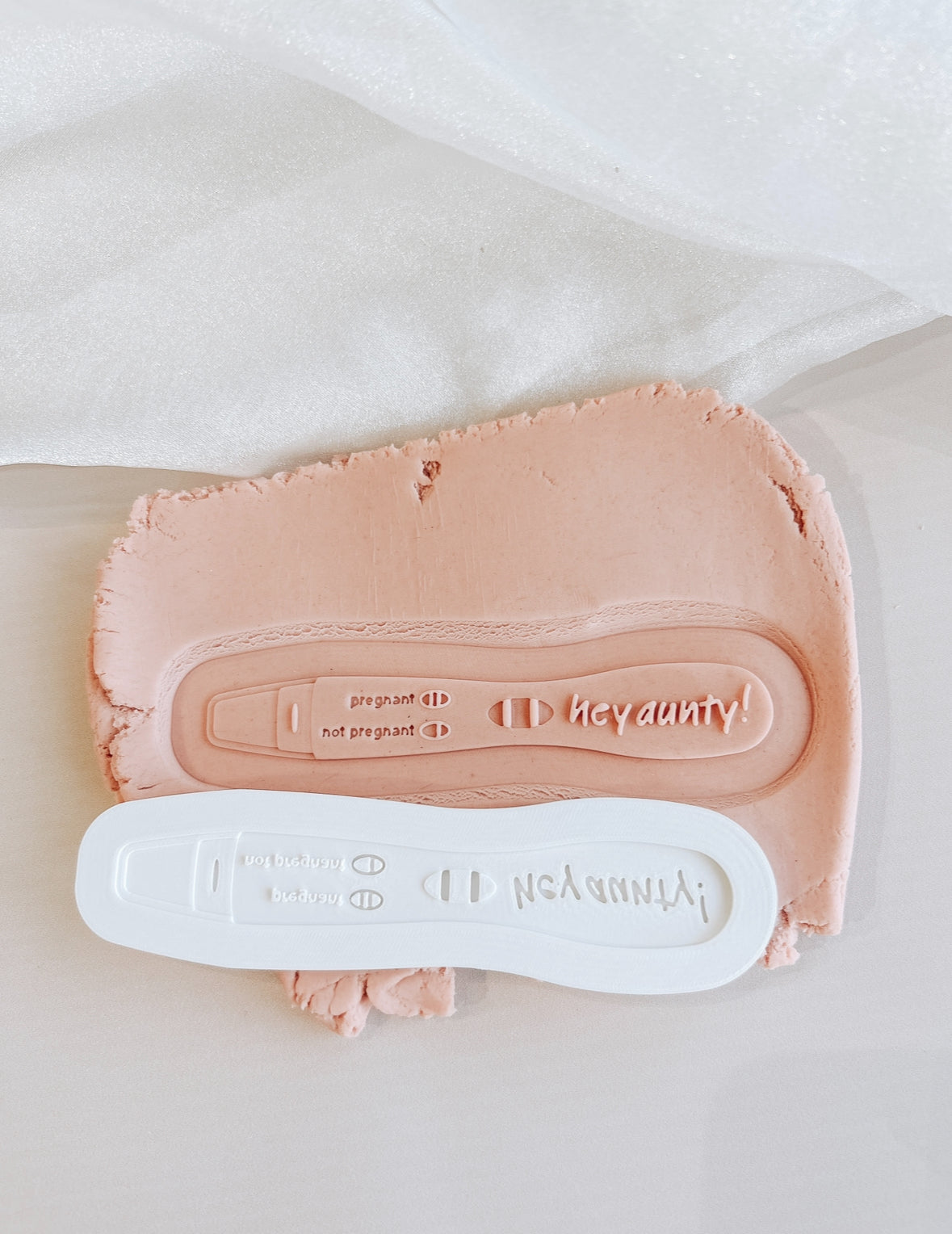 Positive pregnancy stick “hey aunty” stamp and cutter