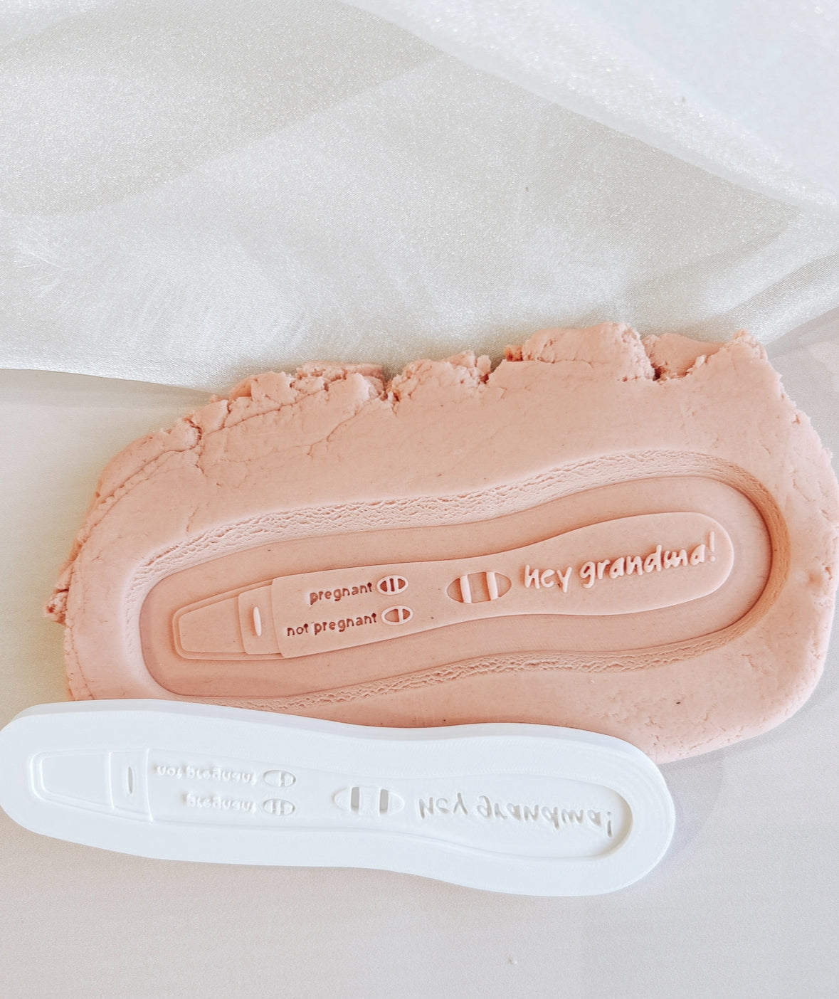 Positive pregnancy test “hey grandma” stamp and cutter