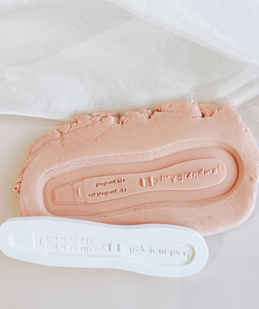 Positive pregnancy test “hey grandma” stamp and cutter