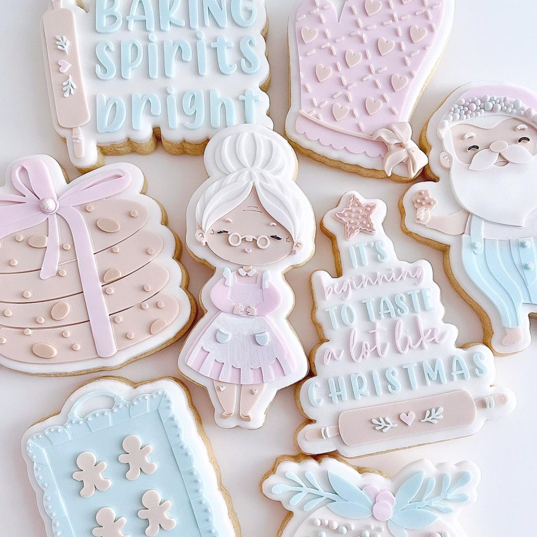 Mrs CLAUS in baking apron debooser and cutter