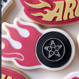 Rim and Wheel with flame cookie Stamp and cutter
