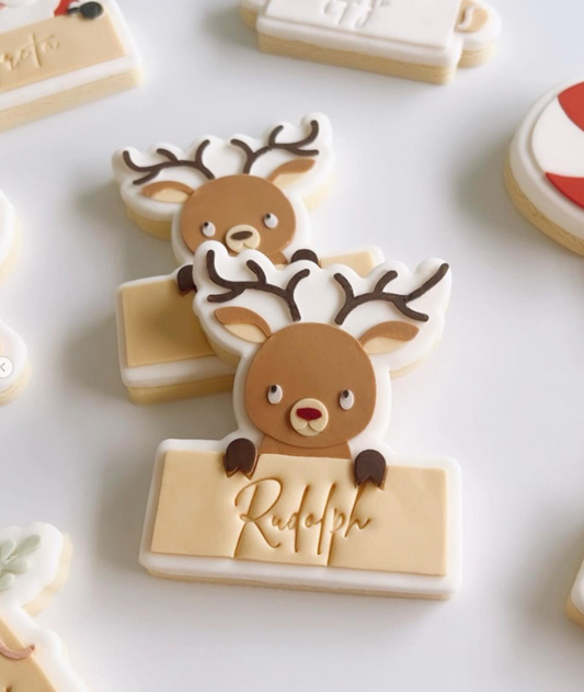 Reindeer DIY customisable name tag stamp and cutter