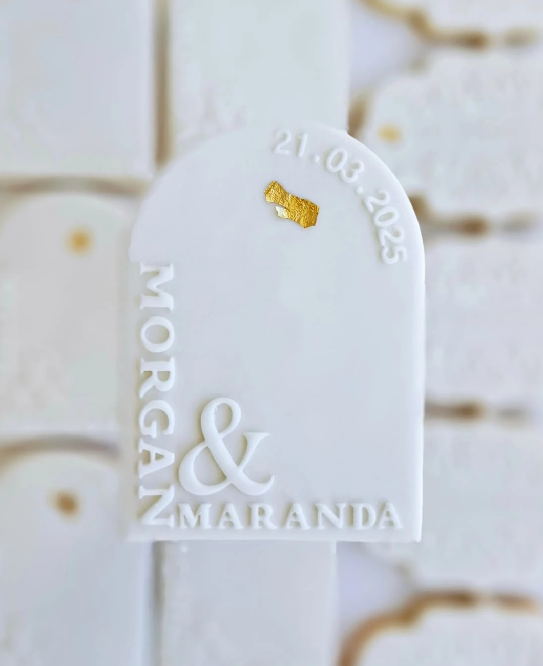 Customised wedding stamp in arch