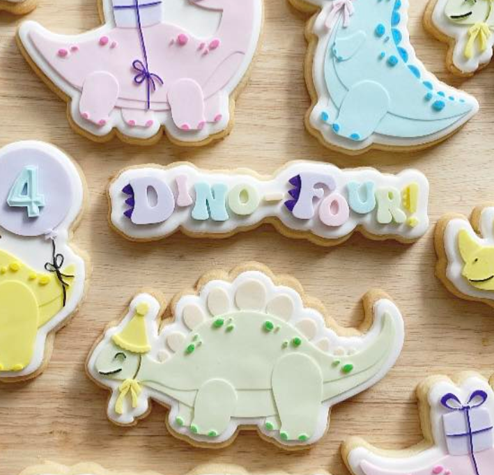 Dino-four! Dinosaur themed font stamp and cutter