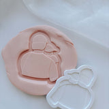 Father & Child  Caps Backward Silhouette Stamp and Cutter