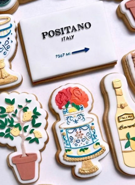 Positano themed cake debosser and cutter